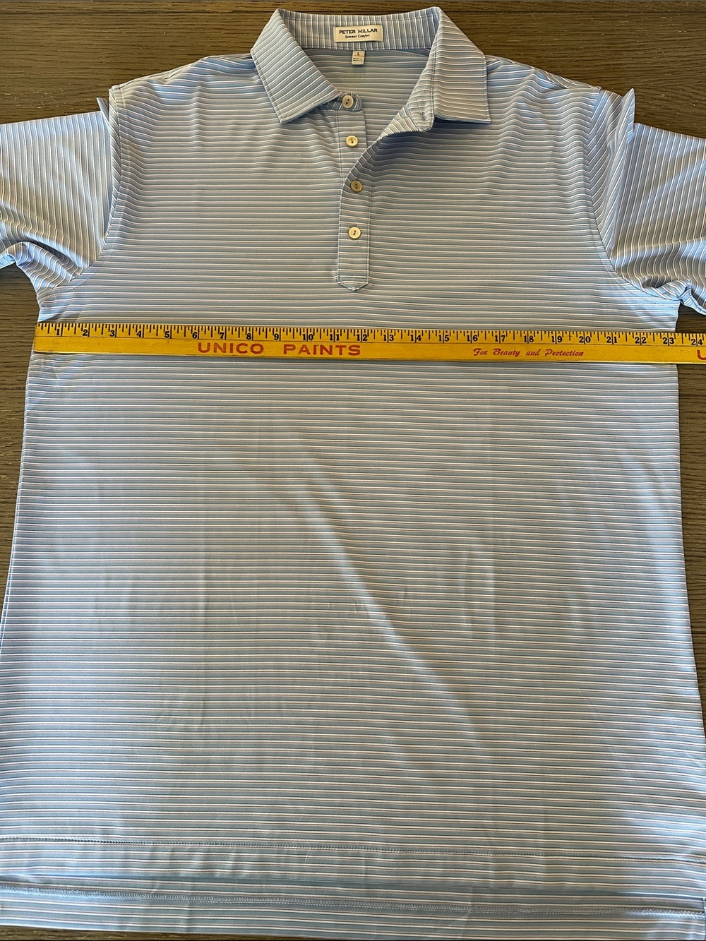 Peter Millar Summer Comfort performance polo blue with pink & white stripe L - Picture 7 of 9